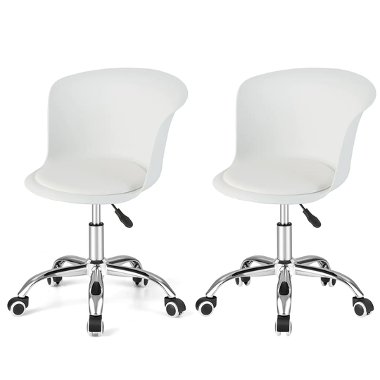 Costway Set of 2 Adjustable Office Chair Armless Swivel Desk Chair PU