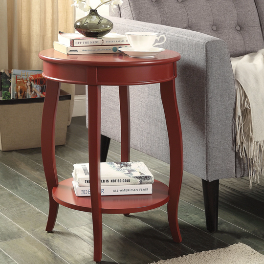 Round Side Table Wood End Table with Shelf