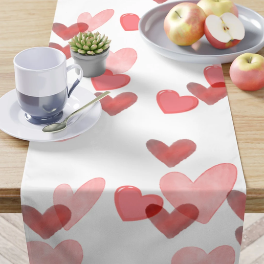 Valentines Table Runner/Pink Heart Red Decor