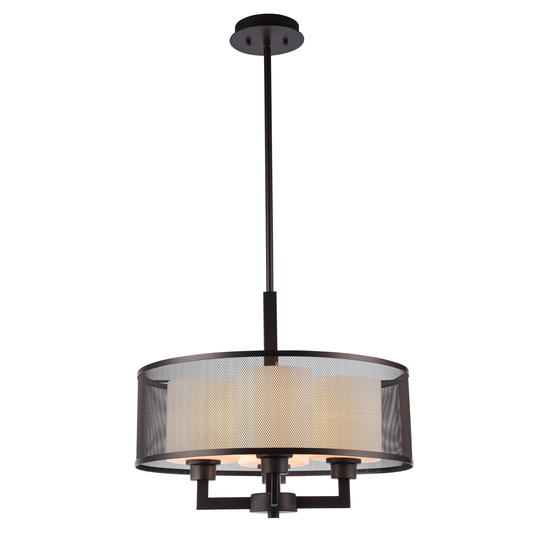 4-light Oil Rubbed Bronze Hanging Pendant w/ Etched Glass Shades