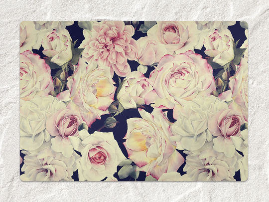 White Roses Chair Mat, Pink Vinyl Floor Navy Protective Floral Splat Pad, Flooring, Gift Idea, Splash Mat