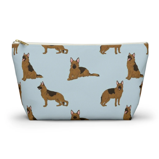 German Shepherd Pouch, Pencil Case, Alsatian Custom Teacher Bridesmaid Cosmetic Bag, Gsd Dog Mom Makeup Accessory Pouch