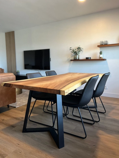 Custom Live Edge Walnut Dining Table - Parota Slab Dine Build To Order
