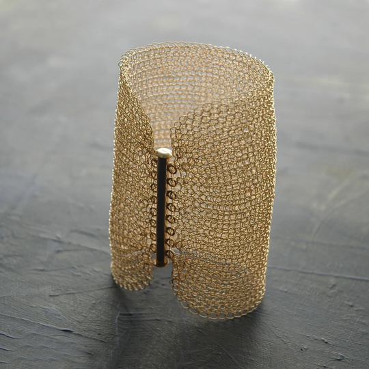 Cleopatra Cuff Bracelet, Wire Crochet Gold Filled - 3.15 Inch Long Knit