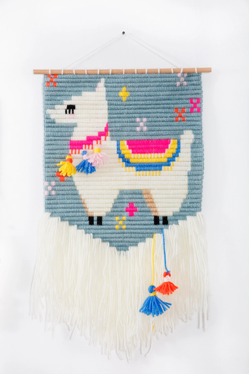 Diy Embroidery/Needlepoint 3D Llama Wall Art Kit For Beginners. Easier Than Cross Stitch A Wooden Dowel Included Easy Display