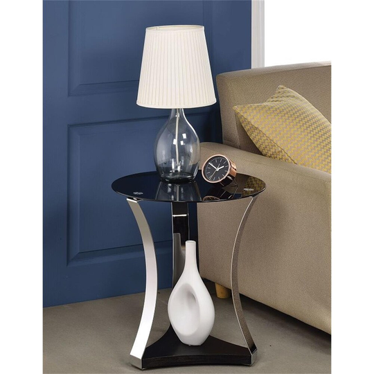 Modern Style Round End Table, Side Table With Bottom Storage Shelf