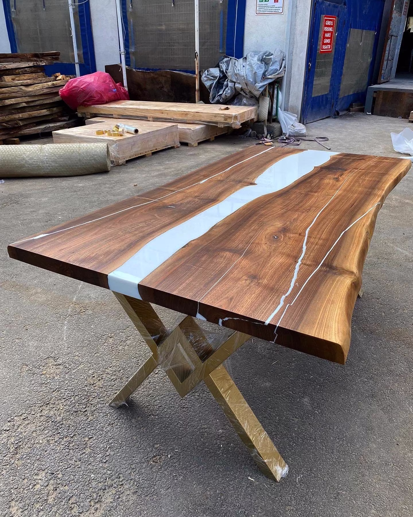 Custom Order Walnut White Epoxy Table - Live Edge River Table- Dining Coffee Office Kitchen & %100 Handmade