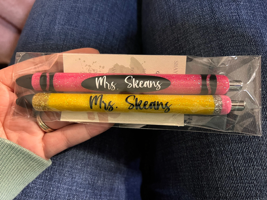 Glitter Pen Set, Pen, Pen Pencil Crayon Teacher Gift, Personalized
