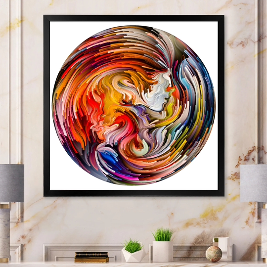 Designart 'Circle Colorful Liquid Color' Modern Framed Wall Decor