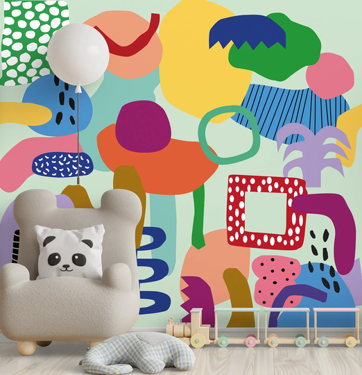 Colorful Crooked Circles, Nursery Wallpaper, Vivid Circles Colorful Peel & Stick, Removable, Customizable Mural
