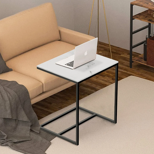 Marble Side Table C Shaped Sofa Snack End Table Metal Frame Nightstand - 54 x 84