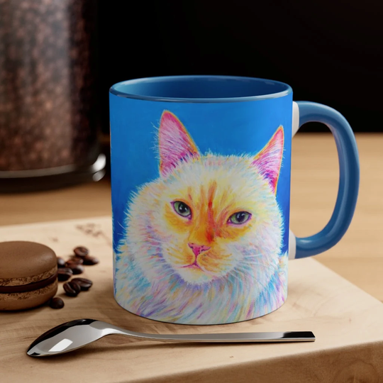 Colorful Rainbow Flame Point Siamese Cat Cute Kitty Pop Art Accent Coffee Mug 11Oz 15Oz