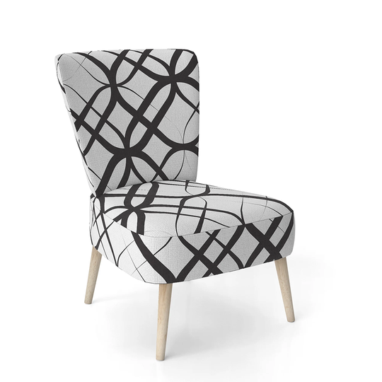 Designart 'Monochrome Geometric Pattern III' Upholstered Mid-Century Accent Chair