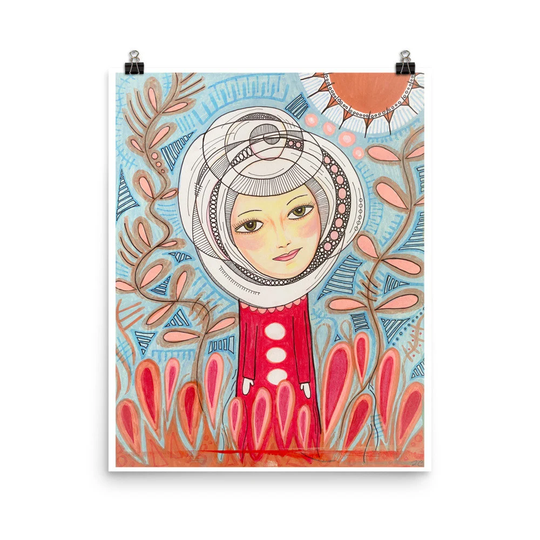 Whimsical Art, "Mysa", Colored Pencil & Ink Drawing, Kids Room Art, Nursery Art - Giclée Art Poster
