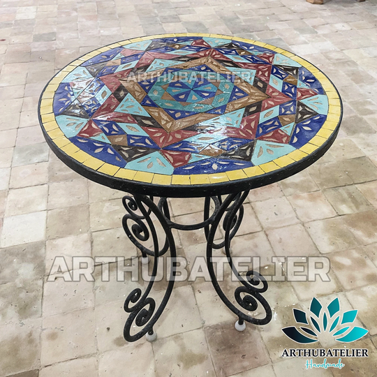 Mosaic Table, Moroccan Round Table, Outdoor-Indoor 100% Handcrafted, Free Shipping