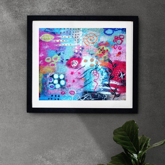 Colorful Abstract Wet Felted Wool Wall Art