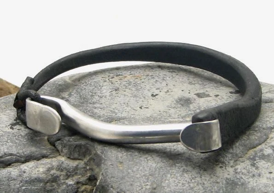 Men's Leather Bracelet, Valentines Day Gift For Him, Boyfriend Gift, Metal Work Leather Gift Men, Husband