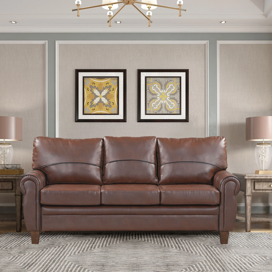 Mid-Century Sofa PU Leather Upholstered Couch Furniture for Home