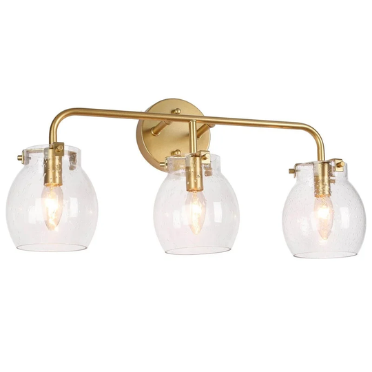 2/3/4-Light Modern Gold Bathroom Vanity Light Dimmable Seeded Glass Wall Sconces