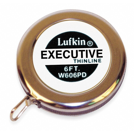 Crescent Lufkin Tape Measure: 6 ft Blade Lg, 1/4 in Blade Wd, in/ft, Closed, Metal, Steel W606PD - 1 Each