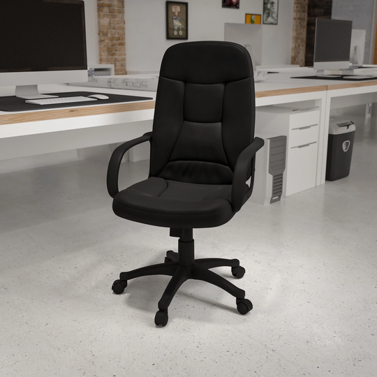 High Back Black Glove Vinyl Executive Swivel Office Chair