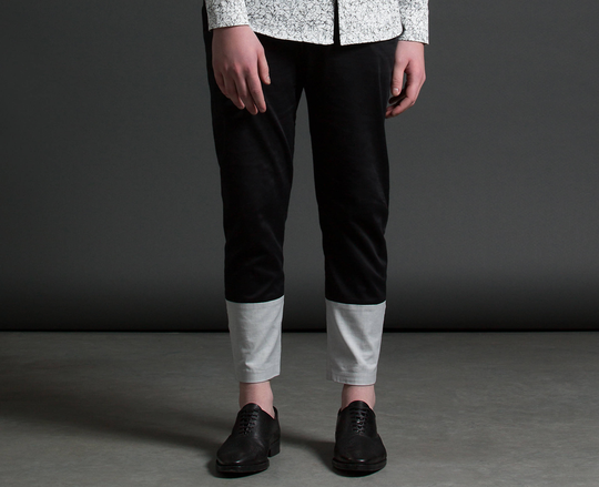 Cropped Tailored Pants/Men's Color Blocked Slim Fit