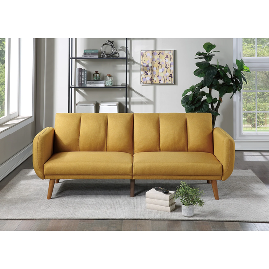 CTEX Adjustable Polyfiber Sleeper Sofa, Convertible Bed Sofa with Wooden Legs Couch for Living Room