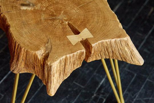One Of A Kind Oak Coffee Table, Unique Rustic Wood Tables, Live Edge Shape Slab Table
