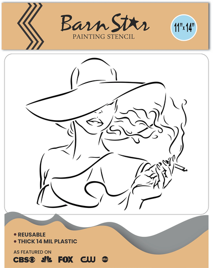 Canvas Stencil For Paint Parties, Woman With Big Hat - Reusable Tracing Template & Sip Supplies Acrylic Painting Traceables