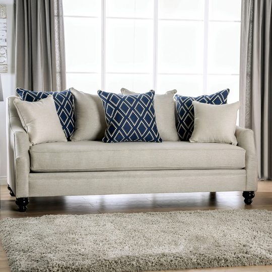 Furniture of America Melansyn Farmhouse Upholstered Sofa with Pillows