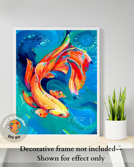 Paint By Numbers Kit For Adults & Kids Easy Diy Art Kit, Koi Fish Lake Water Yin Yang Acrylic Painting | Gift Home Decor