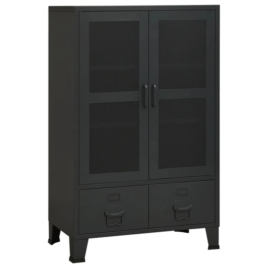 Black Metal Sideboard Industrial Garage Storage File Cabinet