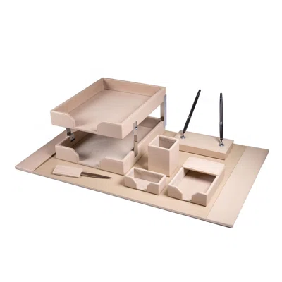Navy Blue Bonded Leather 9 Piece Desk Organizer Set