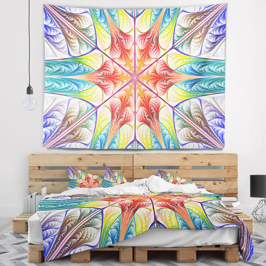 Designart 'Multi Color Fractal Circles and Waves' Abstract Wall Tapestry