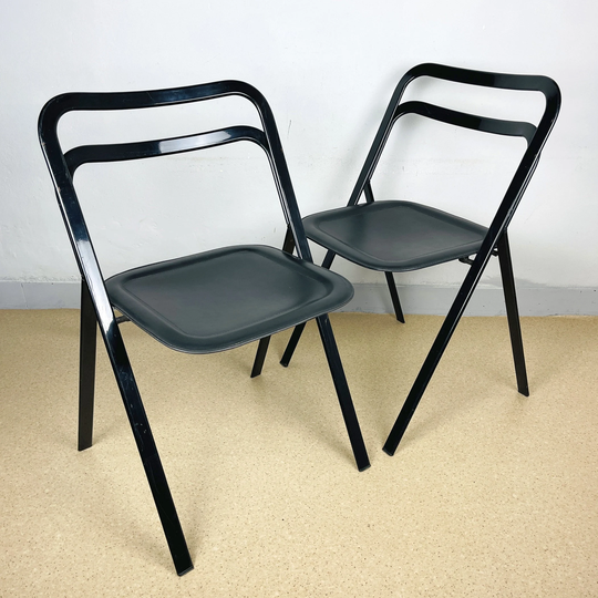 Set Of 2 Italian Folding Chairs By Giorgio Cattelan For Cidue, 1970S Mid-Century Design Chair Modern Dining