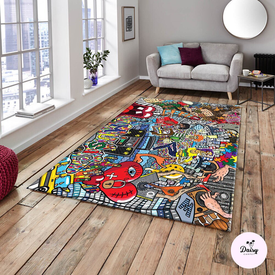Colorful Rug, Absract Area Abstract Carpet, Pattern, Living Room Customized Personalized Rug