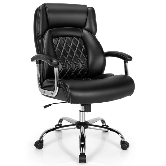 Leather Executive Chair Swivel Office Chair Wide Seat Desk Chair
