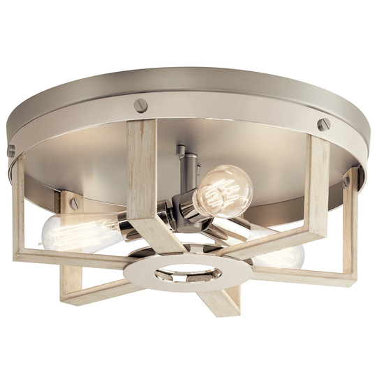 Kichler Peyton 3-light White Washed Wood Flush Mount