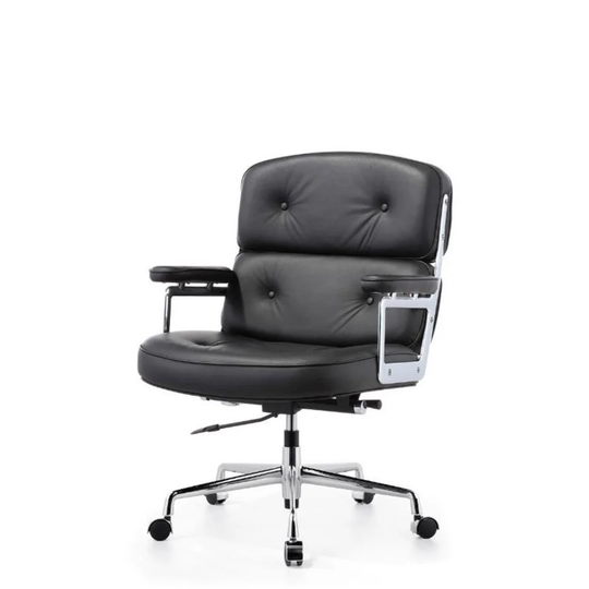 Office chair of faux leather and swivel - 37"-34"H (SH 20.5"-17.5") x 22"W x 26''D