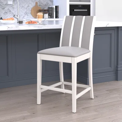 Red Barrel Studio® Bobnice Wood Counter Height Stool, White