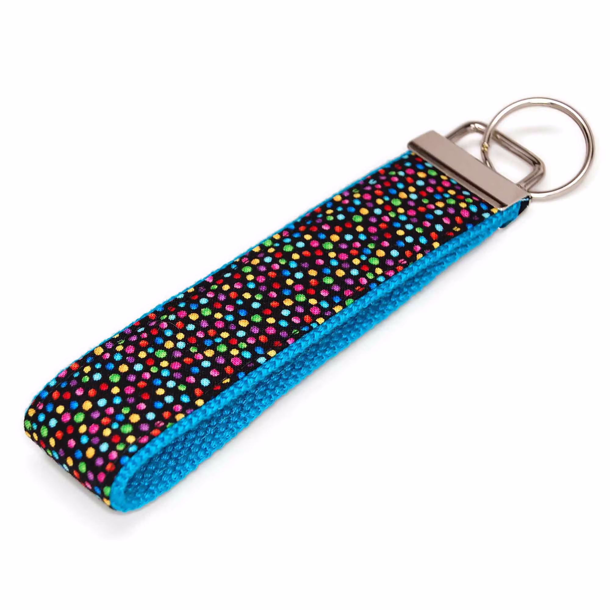Polka Dot Multi Color Keychain - Colorful Fabric Key Fob Wristlet