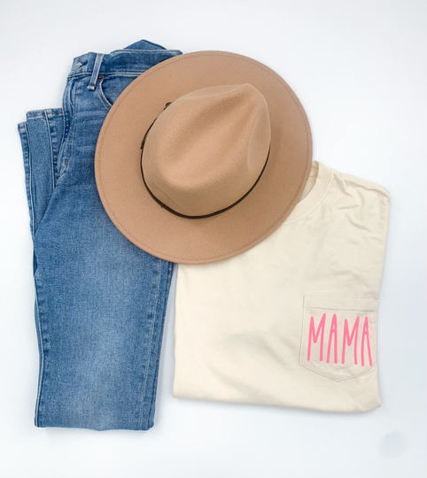 Mama Puff Vinyl Pocket Tee // Comfort Color Unisex Hot Pink Puff Vinyl