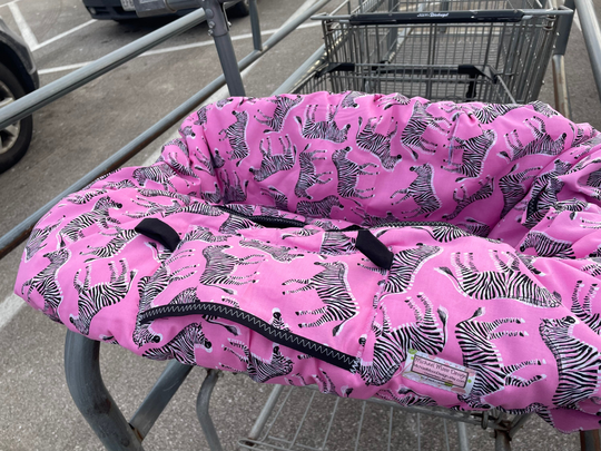 High Chair Cover Shopping Cart Cover For Boy Or Girl Hot Pink Tossed Zebras Michaelmooodesign