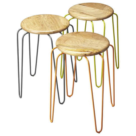 Stackable Iron Colored Stools - 19"H x 12"W x 12"D
