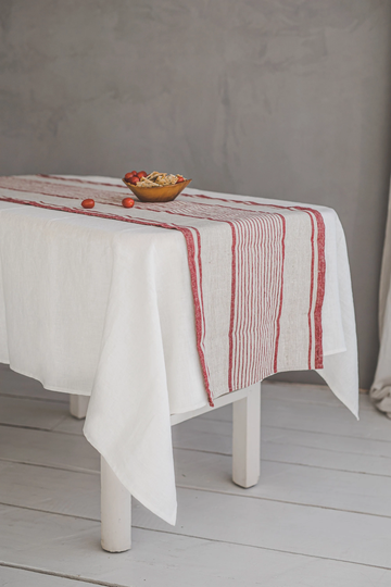 Handmade Linen Table Runner, Vintage Runner in Various Colors, Striped Washed Softened Runner