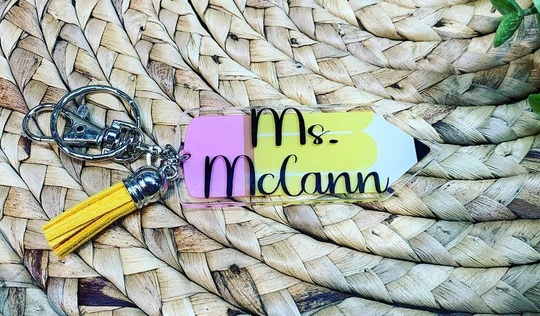 Custom Pencil Teacher Name Keychain, Teacher Gift, Personalized Keychain