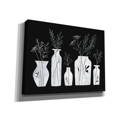 White Line Floral Vases by Rachel Nieman - Wrapped Canvas Painting