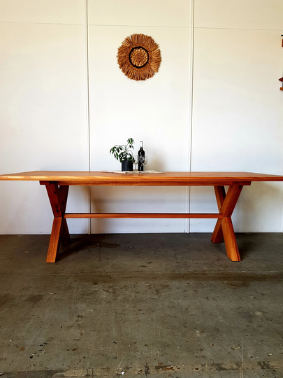 Cross Leg Recycled Timber Dining Table/X Hardwood Custom Made Messmate Ash Reclaimed Sustainable
