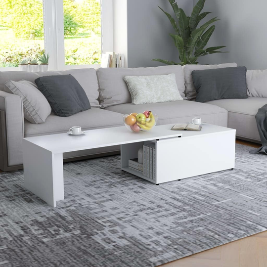 Wood Coffee Table Rectangle Cocktail Table with Storage Movable