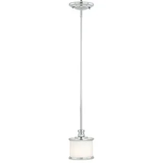Carlisle Chrome Mini Pendant Ceiling Light White Glass - 5.38-in W x 11.88-in H x 5.38-in D